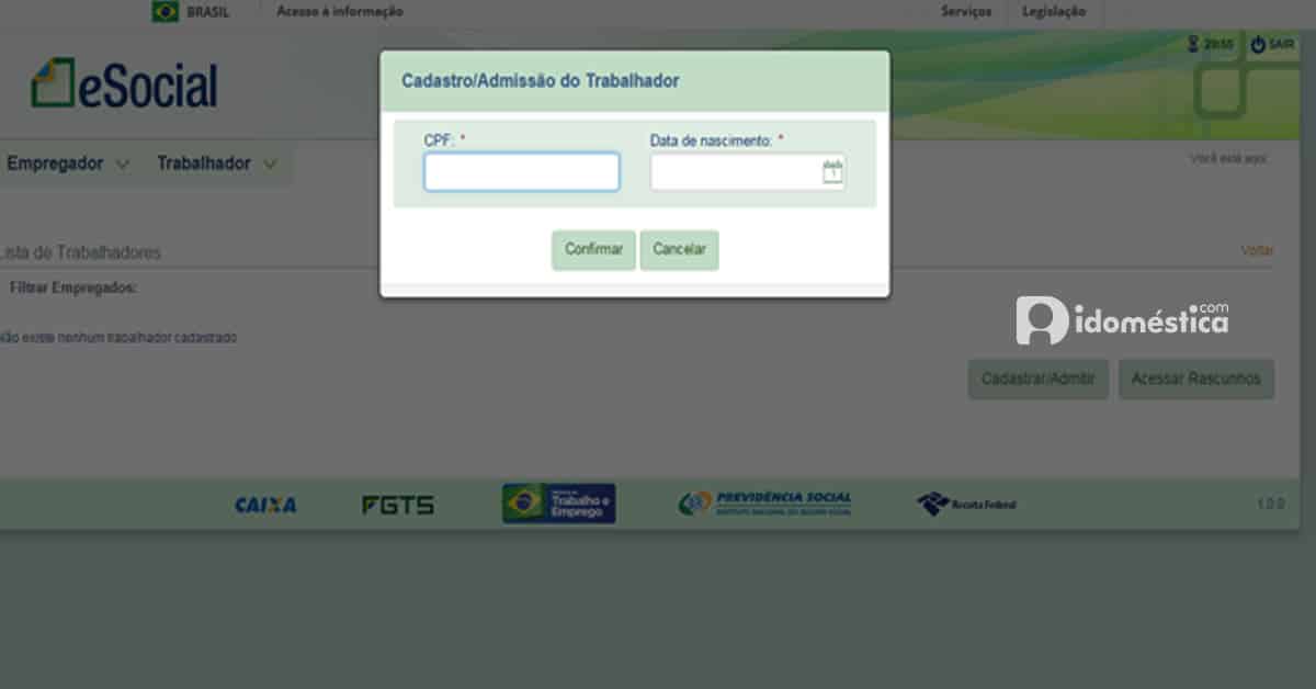 esocial-cadastro-domestica-cpf-passo1 Empregador doméstico: Veja passo a passo como fazer o cadastro no eSocial. O prazo vai até 31/10. A 1ª guia do Simples Doméstico vence 06/11, mas a Receita só vai liberar a guia em 1º de novembro.