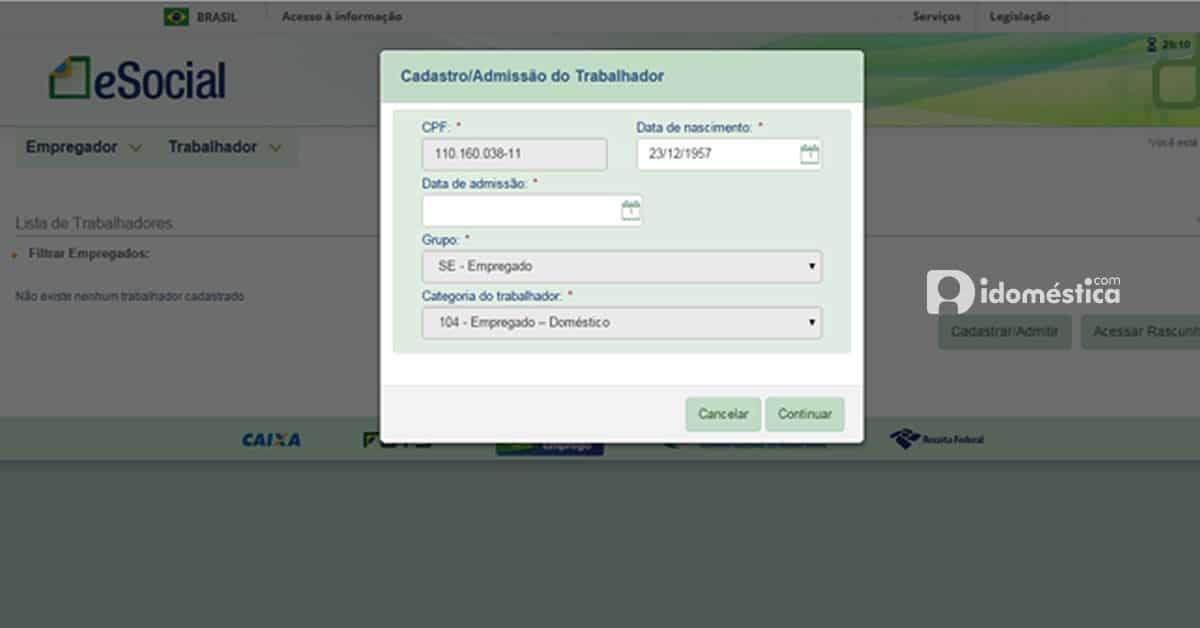 esocial-cadastro-domestica-profissao-passo2 Empregador doméstico: Veja passo a passo como fazer o cadastro no eSocial. O prazo vai até 31/10. A 1ª guia do Simples Doméstico vence 06/11, mas a Receita só vai liberar a guia em 1º de novembro.