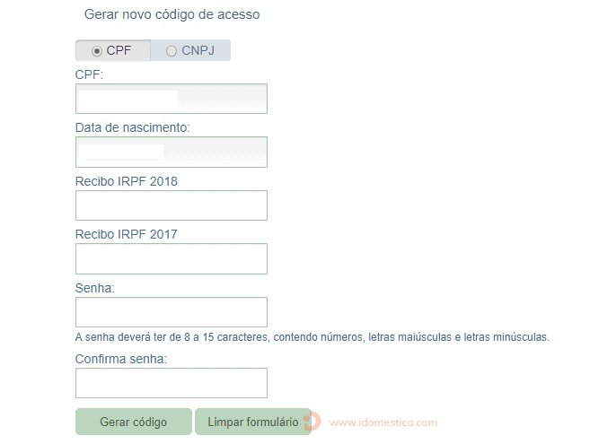 Código de Acesso Expirado no eSocial - Solução Passo a Passo Informar o número do recibo das duas últimas declarações do imposto de renda